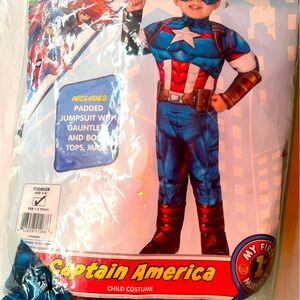 Boys Captain America Costume Full Set Size Small 4T 5 6 Small Marvel